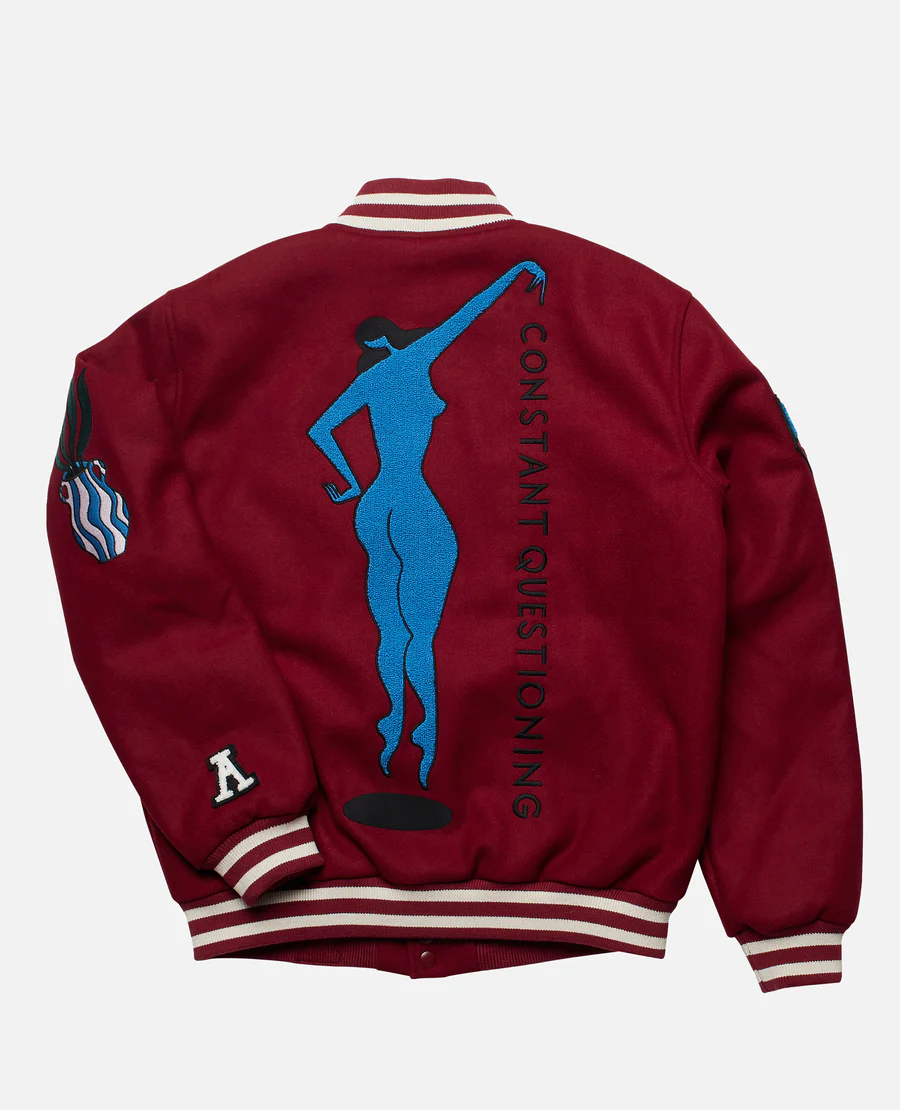  back of byParra Run Sit & Bike Varsity Jacket Dark Red 